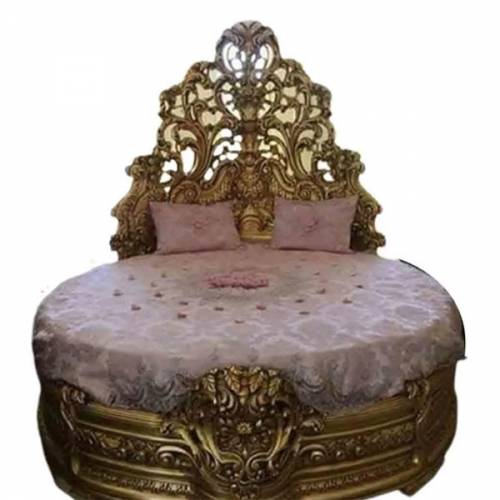7x7ft Round Wooden Carved Bed Manufacturers in Saharanpur